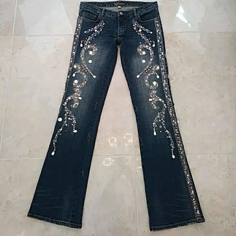 "RARE"bebe Crystal Stretch Jeans - Picture 3 of 6